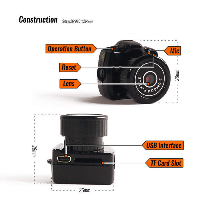 Compacte HD Bewakingscamera -  bewegingsdetectie -  nachtzicht - ultra compact en lichtgewicht - huishoudmeester