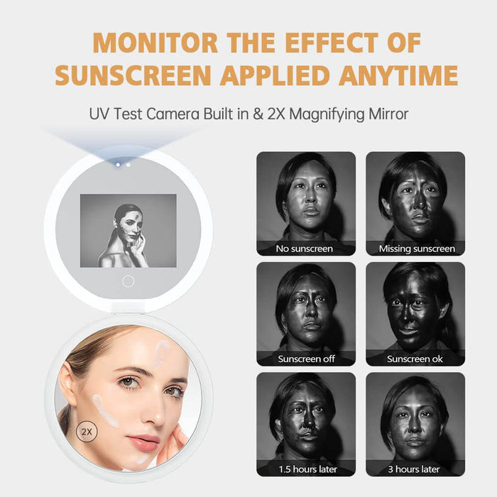 Zonnebeschermingscamera Compact Spiegel - ingebouwde UV-camera die verborgen huidproblemen zoals zonbeschadiging en imperfecties onthult - huishoudmeester