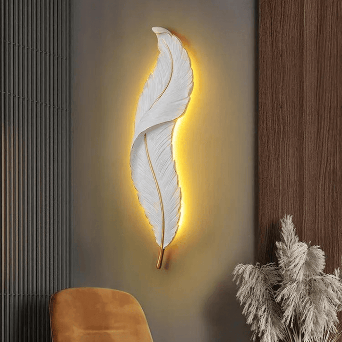 Wandlamp - op veren geïnspireerd motief - warme LED verlichting - duurzame constructie - Huishoudmeester