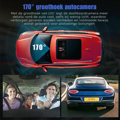 Dashcam Camera - 170° Groothoek met 1080p Dubbele Lens - superieur nachtzicht - probleemloos opnemen - huishoudmeester