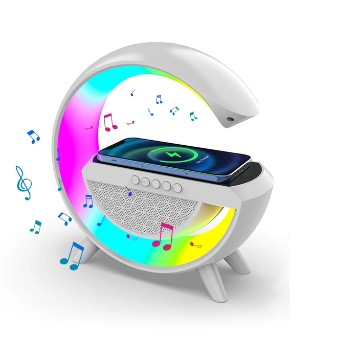 4-in-1 Slimme Wekker & Oplaadstation - RGB-licht, Bluetooth-speaker, draadloze oplader en wekker in één stijlvol apparaat - huishoudmeester