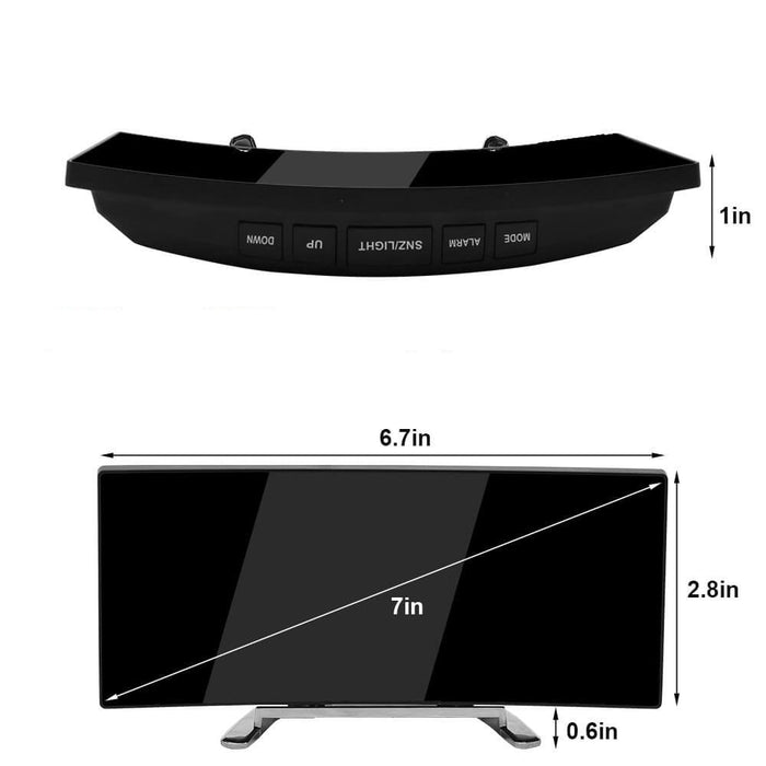 Gebogen digitale LED wekker - gebogen LED-scherm verbetert de leesbaarheid - instelbare helderheid - gebruiksvriendelijk - huishoudmeester