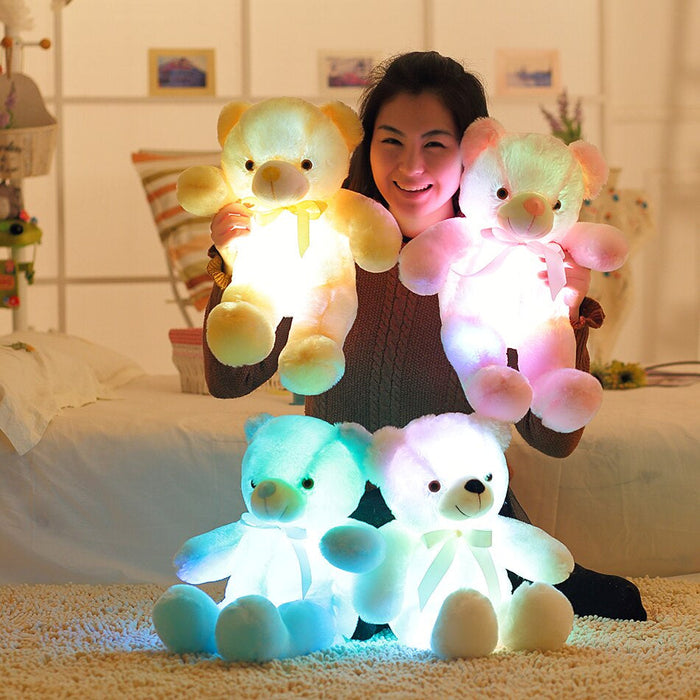 LED Lichtgevende Teddybeer in veranderende kleuren - superzacht - knus en troostend - 32cm hoog -Huishoudmeester