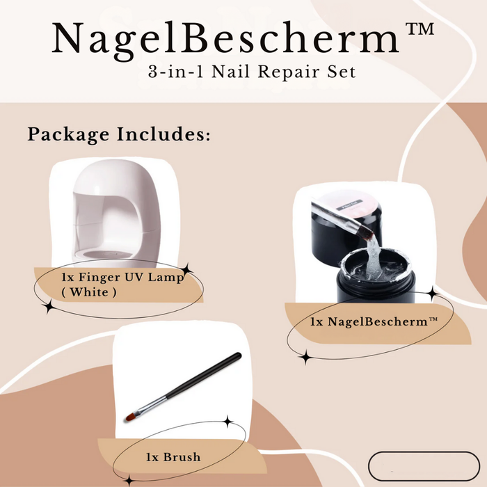 3 in 1 nagelreparatie set - Versteviging set - moeiteloos perfecte, gezonde nagels - beschermende glasvezelgel, nagelborstel en UV-lamp - huishoudmeester