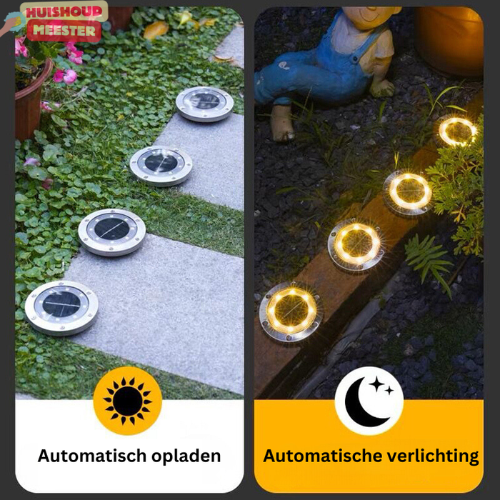 4-pack LED solar spot met prikker voor in de tuin