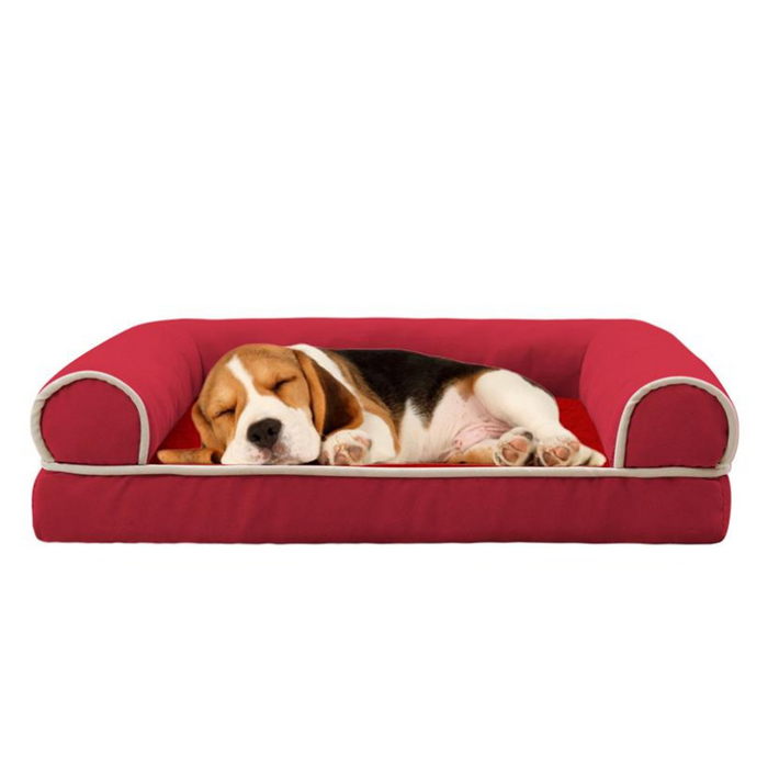 Luxe Suede Comfort Bed voor Honden - schapenvacht onderlaag - 3D-schuimvulling - antislip bodem - huishoudmeester