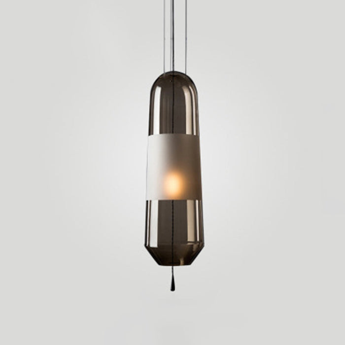 Moderne Glazen Hanglamp - met een strak cilindrische kap in helder, rook grijs of amber - gepolijst glas - huishoudmeester