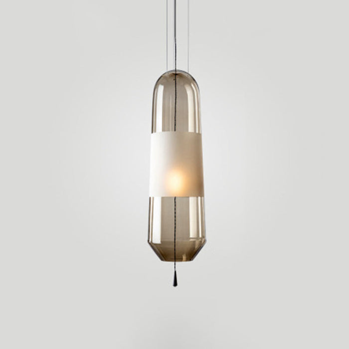 Moderne Glazen Hanglamp - met een strak cilindrische kap in helder, rook grijs of amber - gepolijst glas - huishoudmeester