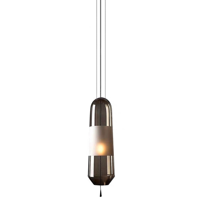 Moderne Glazen Hanglamp - met een strak cilindrische kap in helder, rook grijs of amber - gepolijst glas - huishoudmeester