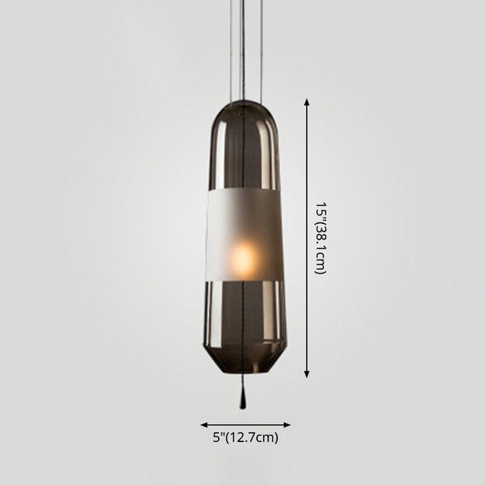 Moderne Glazen Hanglamp - met een strak cilindrische kap in helder, rook grijs of amber - gepolijst glas - huishoudmeester