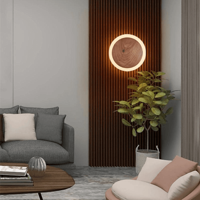 LumiWalnut LED Wandlamp - strak, modern ontwerp met hoogwaardig notenhout - energiezuinig - huishoudmeester