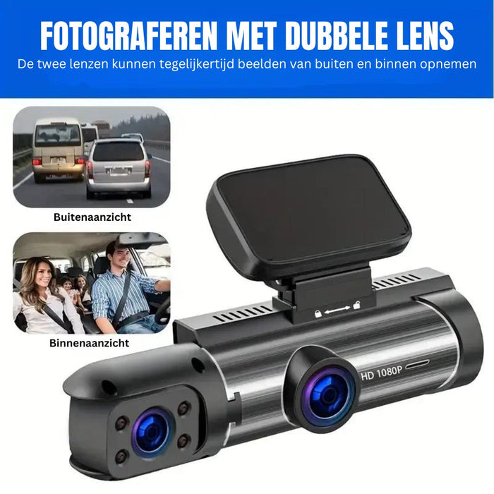 Dashcam Camera - 170° Groothoek met 1080p Dubbele Lens - superieur nachtzicht - probleemloos opnemen - huishoudmeester