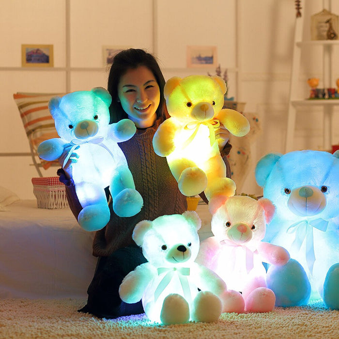 LED Lichtgevende Teddybeer in veranderende kleuren - superzacht - knus en troostend - 32cm hoog -Huishoudmeester