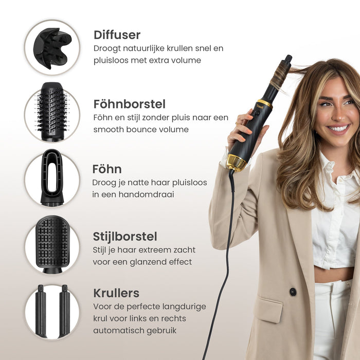 GlamPro 6-in-1 AirStyler - beschermt je haar tegen overmatige hitte - snel en efficiënt - huishoudmeester