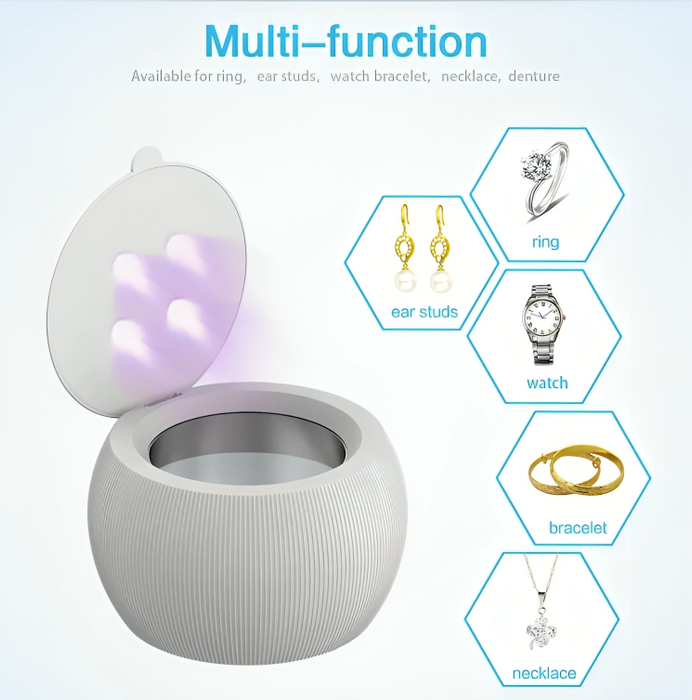 Ultrasoonreiniger voor alle doeleinden - de ultieme oplossing voor het moeiteloos reinigen van delicate items - combineert ultrasone golven met U.V. LED-lichten - huishoudmeester