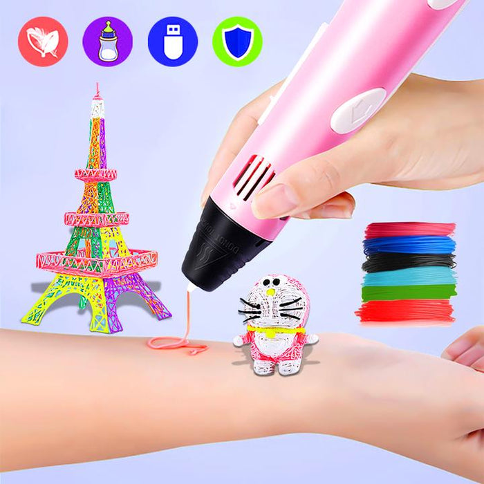 3D Ontwerp Pen - Gepersonaliseerde 3D Creaties - Veilig & Niet-Toxisch - 12 levendige kleuren - huishoudmeester