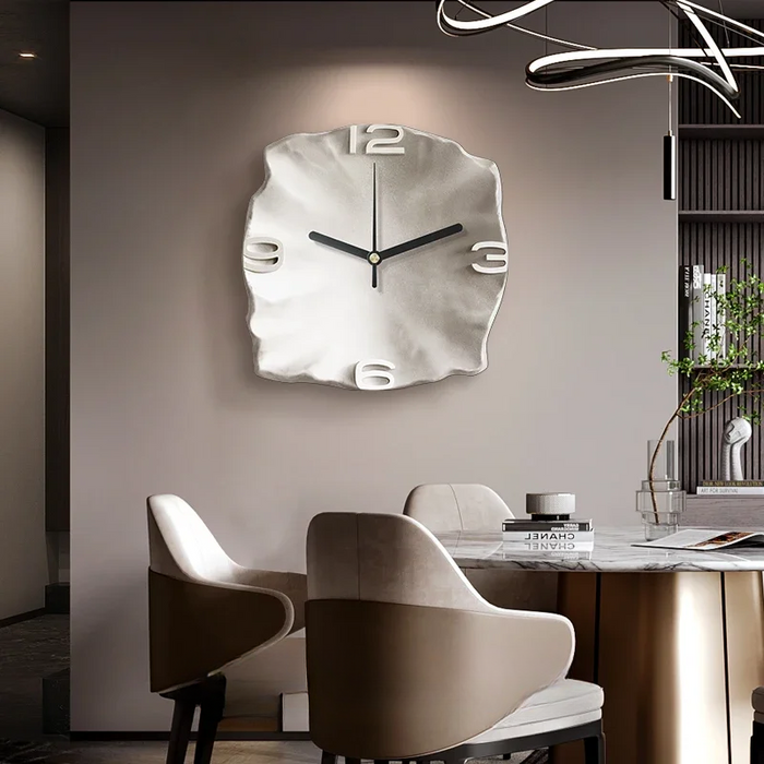 Elegante Abstracte Wandklok - 3D-steen en metaal - stil kwarts mechanisme - functioneel decoratief - huishoudmeester