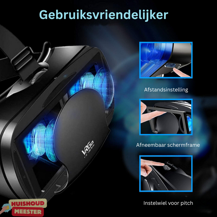 Virual Reality PRO+™ | Smart VR Bril met Geïntegreerde Headset voor iPhone & Android