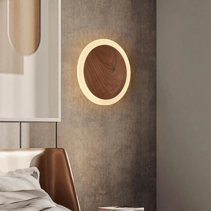 LumiWalnut LED Wandlamp - strak, modern ontwerp met hoogwaardig notenhout - energiezuinig - huishoudmeester