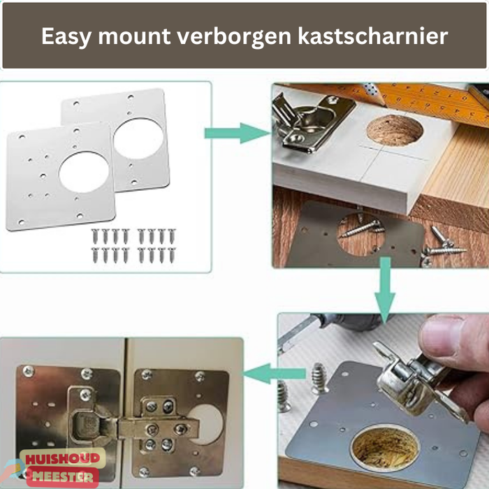 HingePlate™ - Reparatie- en herstelkit voor kapotte scharnieren (2+2 GRATIS)