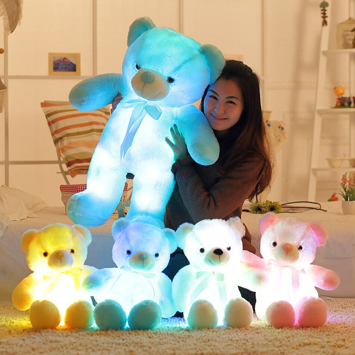 LED Lichtgevende Teddybeer in veranderende kleuren - superzacht - knus en troostend - 32cm hoog -Huishoudmeester