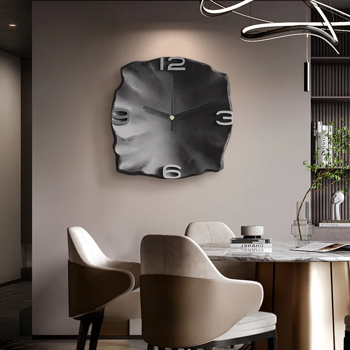 Elegante Abstracte Wandklok - 3D-steen en metaal - stil kwarts mechanisme - functioneel decoratief - huishoudmeester