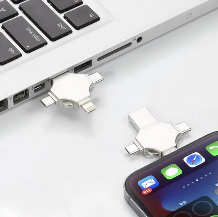 4-in-1 Ultra-Fast FlashDrive - alles-in-één oplossing voor het overzetten van data tussen Apple-, Android-, PC- en Mac-apparaten - huishoudmeester