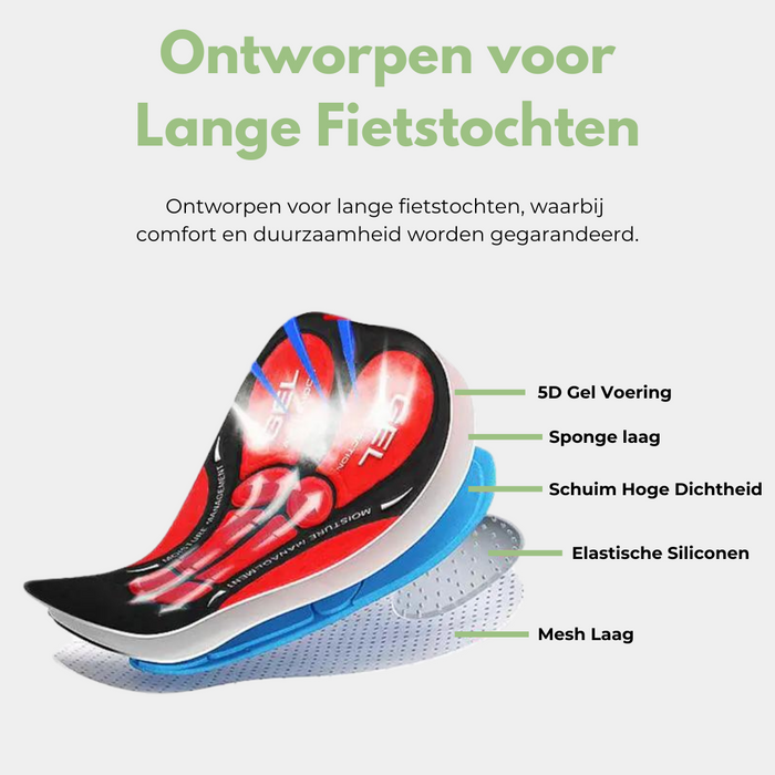 Fietsbroek - Man & Vrouw - perfecte mix van padding, siliconen, mesh en gel - ademend - huishoudmeester