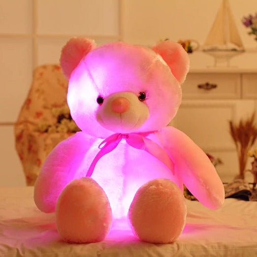 LED Lichtgevende Teddybeer in veranderende kleuren - superzacht - knus en troostend - 32cm hoog -Huishoudmeester