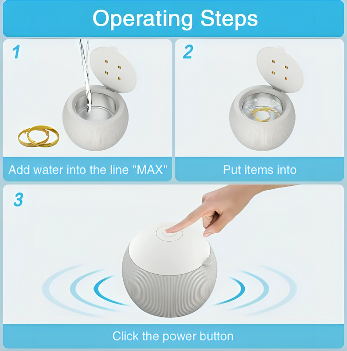 Ultrasoonreiniger voor alle doeleinden - de ultieme oplossing voor het moeiteloos reinigen van delicate items - combineert ultrasone golven met U.V. LED-lichten - huishoudmeester