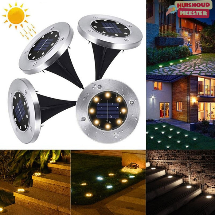 4-pack LED solar spot met prikker voor in de tuin