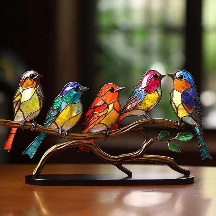 Gevlekte vogels op tak decoraties - gedetailleerd ontwerp - Huishoudmeester