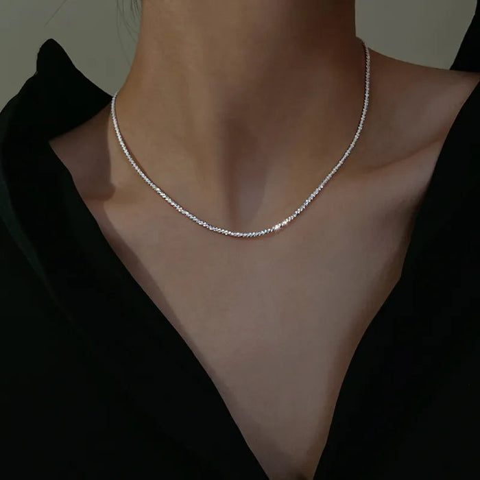 Sterling Zilveren Choker - premium 925 sterling zilver - sprankelend statement - huishoudmeester