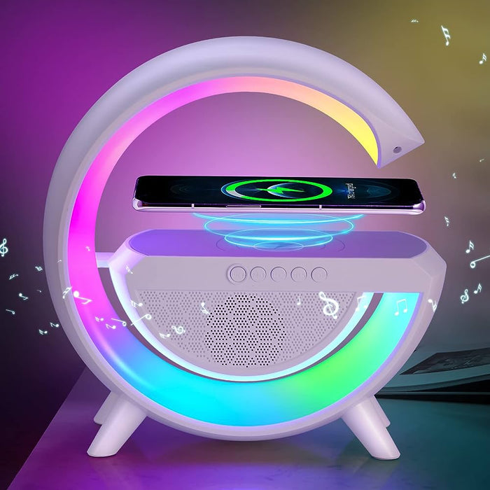 4-in-1 Slimme Wekker & Oplaadstation - RGB-licht, Bluetooth-speaker, draadloze oplader en wekker in één stijlvol apparaat - huishoudmeester