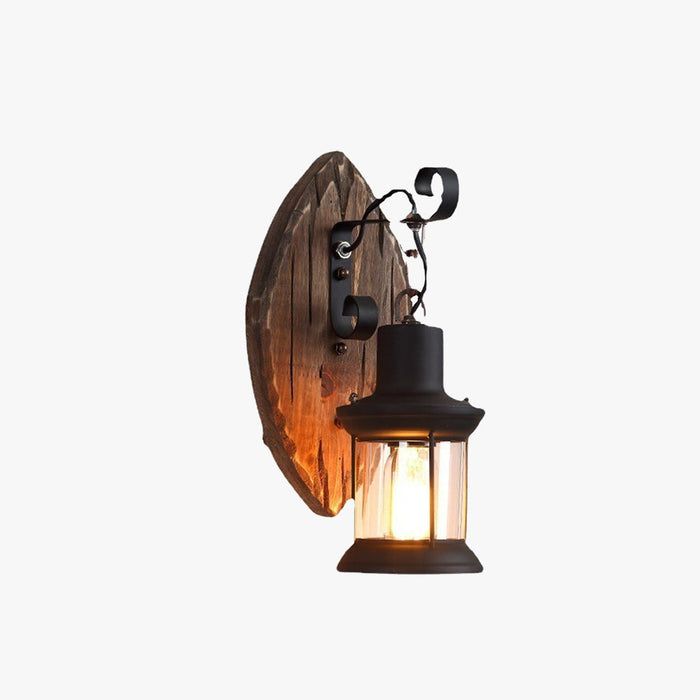 Tijdloze Rustieke Wandlamp - natuurlijk hout met antiek metaal - nostalgische charme - warme sfeerverlichting - huishoudmeester