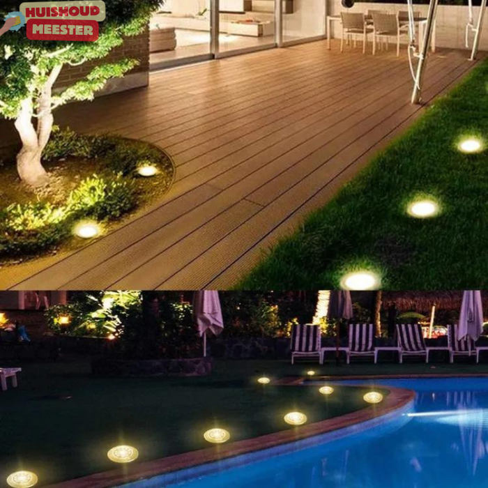 4-pack LED solar spot met prikker voor in de tuin