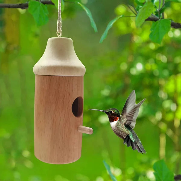 Handgemaakte Houten Kolibrie Nest huis - een perfecte rustplaats voor kolibries en een prachtig, natuurlijk accent in de tuin - huishoudmeester