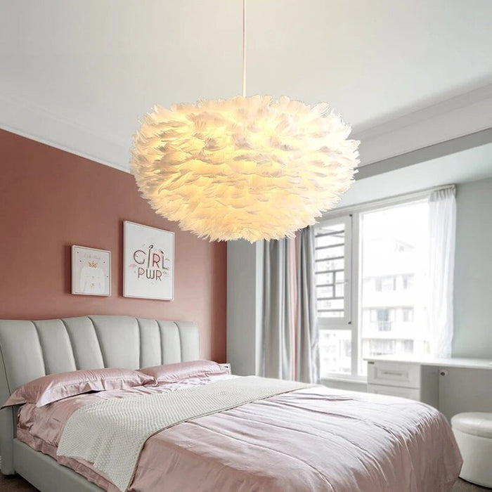 Veren Hanglamp - zachte, delicate veren en geïnspireerd door de Scandinavische stijl - huishoudmeester