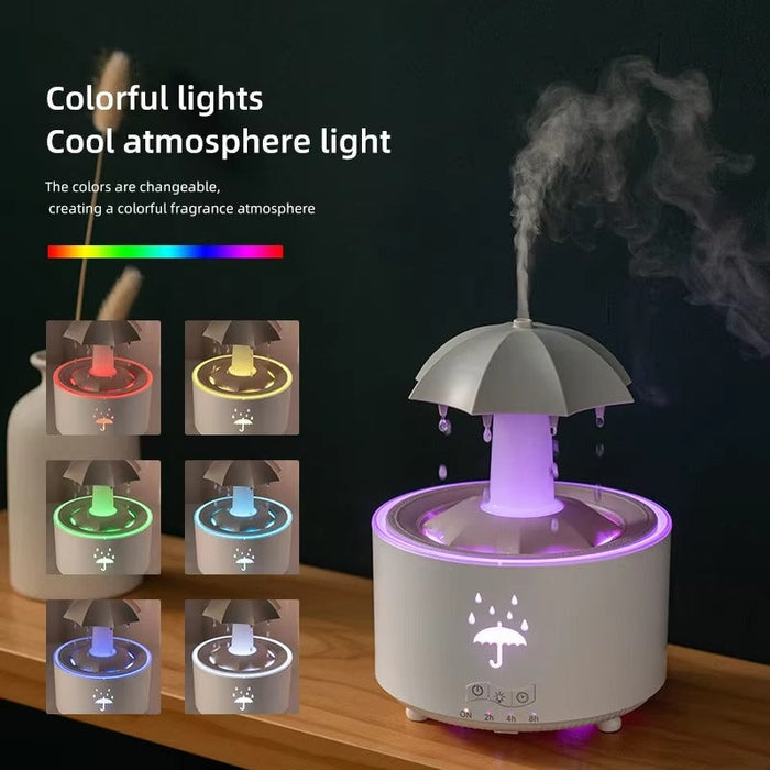 Regen-Inspiratie Aromatherapie Luchtbevochtiger - kalmerende visuals, zachte mist en aanpasbare verlichting -afstandsbediening en timer - huishoudmeester