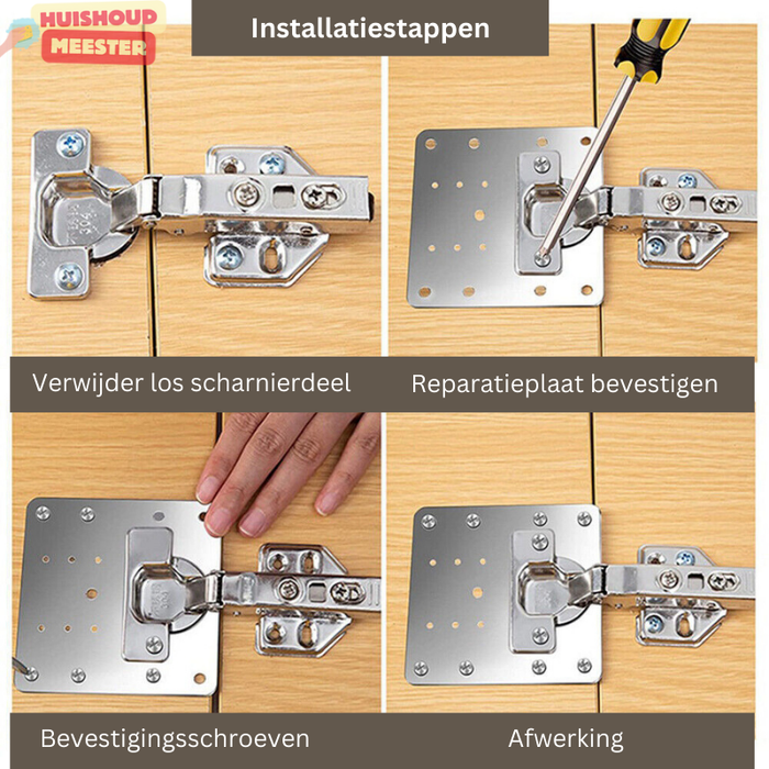 HingePlate™ - Reparatie- en herstelkit voor kapotte scharnieren (2+2 GRATIS)