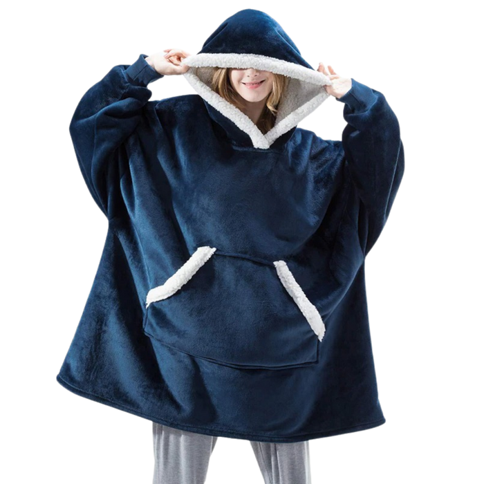 Oversized Deken Hoodie - ultrazacht flanel en pluche sherpa - ruime mouwen - handige capuchon - huishoudmeester