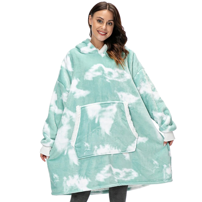 Oversized Deken Hoodie - ultrazacht flanel en pluche sherpa - ruime mouwen - handige capuchon - huishoudmeester