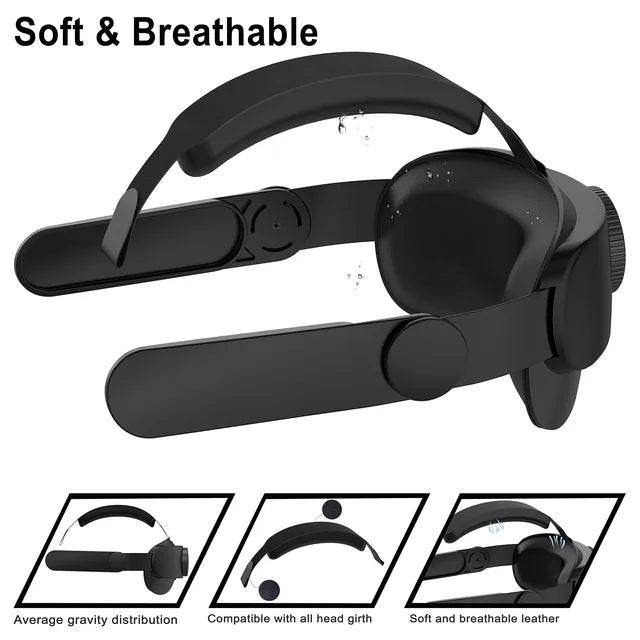 Verstelbare hoofdband - voor Meta Quest 2/Oculus Quest 2 - Elite Strap Design - Hundai - Comfortabele pasvorm voor VR Gaming - Wit/zwart