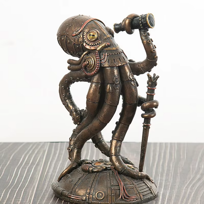 Steampunk Octopus Beeldje - ingewikkelde details en unieke punkesthetiek voor een donkere, mysterieuze touch - huishoudmeester