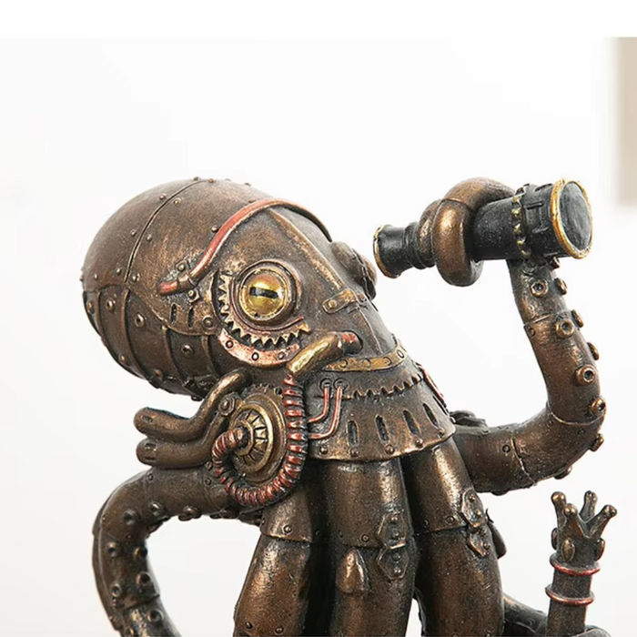 Steampunk Octopus Beeldje - ingewikkelde details en unieke punkesthetiek voor een donkere, mysterieuze touch - huishoudmeester