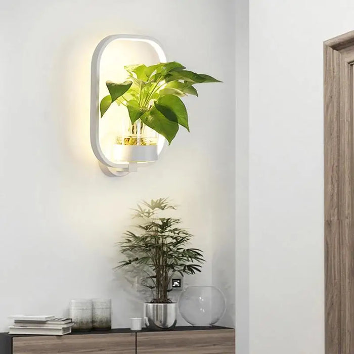 Moderne Wandlamp met Geïntegreerde Plantenhouder - combinatie van verlichting en groen brengt rust en warmte - huishoudmeester