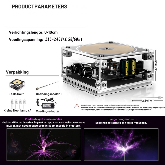 Muzikale Tesla Speaker met Lichtshow - verandert je muziek in een elektrisch schouwspel - verbluffende lichtshow en hoogwaardig geluid - huishoudmeester