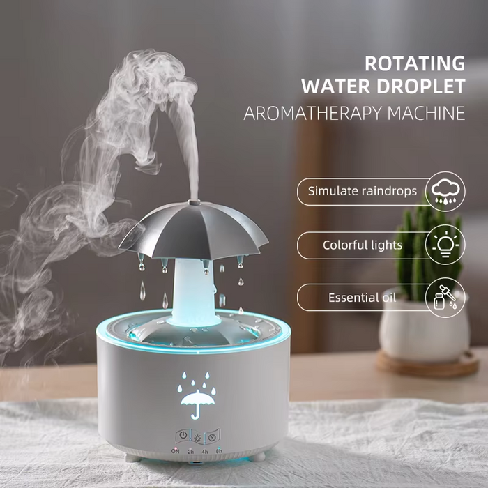 Regen-Inspiratie Aromatherapie Luchtbevochtiger - kalmerende visuals, zachte mist en aanpasbare verlichting -afstandsbediening en timer - huishoudmeester