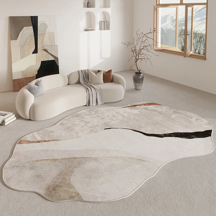 Abstract Beige Vloerkleed voor Moderne Ruimtes - antislip achterkant - duurzaam en eenvoudig in onderhoud - huishoudmeester