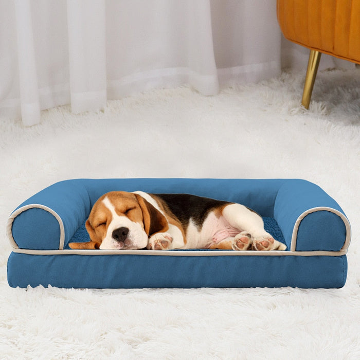 Luxe Suede Comfort Bed voor Honden - schapenvacht onderlaag - 3D-schuimvulling - antislip bodem - huishoudmeester